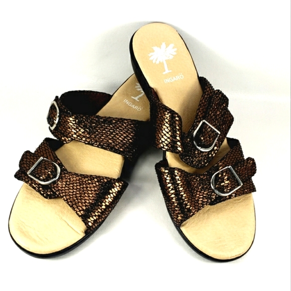 Ingaro NEW! Bucky Metallic Brown, Slip On, Adjustable Straps Sandal. Women's 8M - Picture 3 of 12